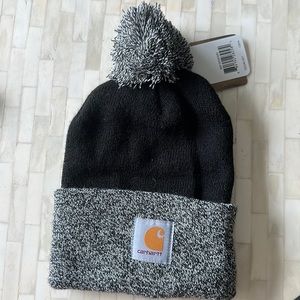 Carhartt Black pom pom beanie NWT